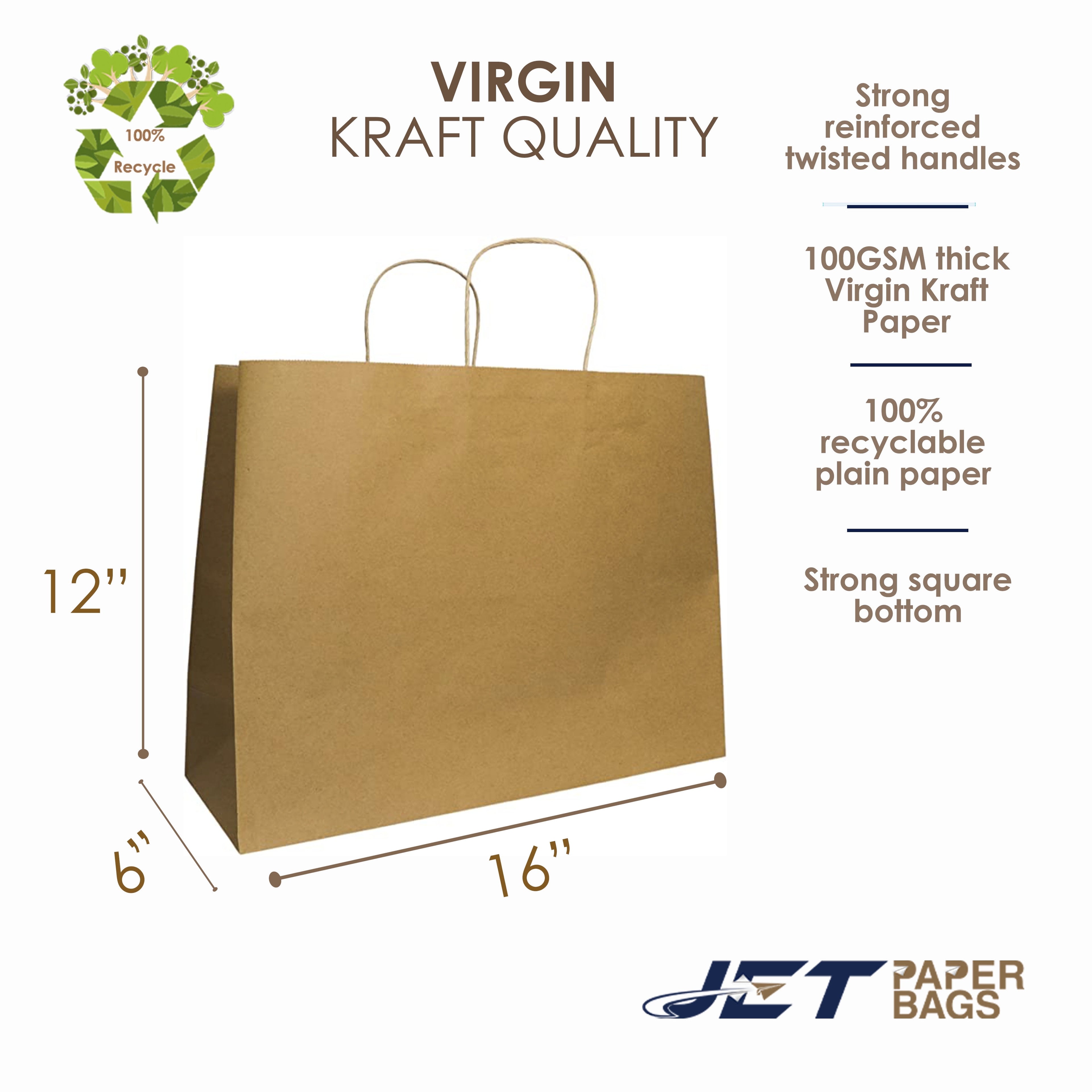 Jet Paper Bags 50 Pcs 10" x 5" x 10H" Brown Kraft Paper Shopping Bag with Twisted Handles - AYLA