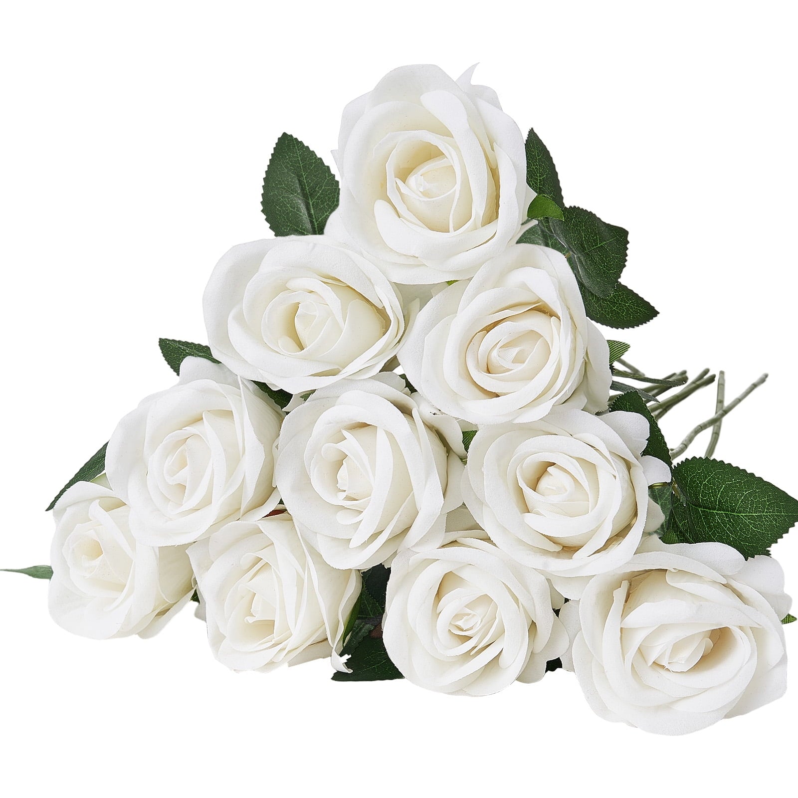 KFFKFF Synthetic Blooms, Set of 120 Lifelike White Foam Imitation Roses, White Imitation Bridal Shower with Stalks for Homemade Wedding Posies, Household Centerpiece Designs