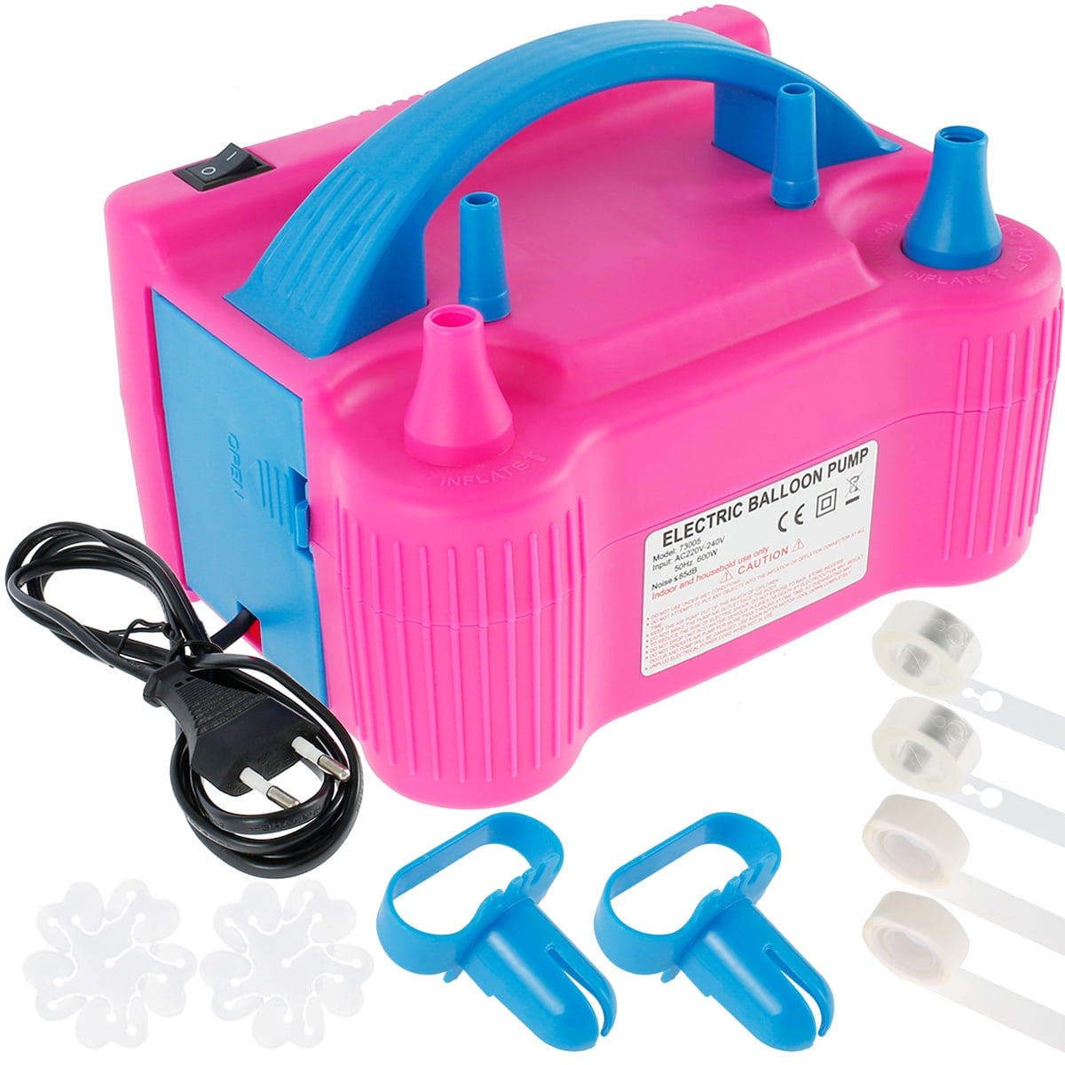 Lieonvis Electric Balloon Pump Dual Nozzle Balloon Blower Portable Balloon Inflator with Tying Tool Balloon Air Pump for Balloon Arch Garland Baby Shower Party Birthday Wedding Decoration 220V 600W Ro