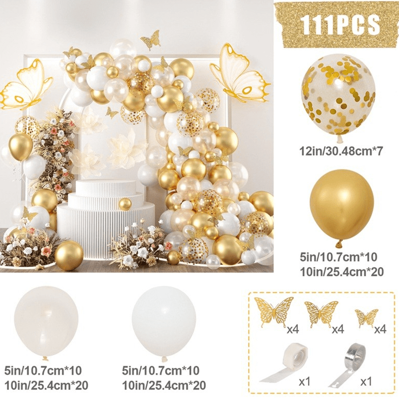 Light luxury gold+dynamic butterfly: balloon set with air pump, time-saving and high-end layout, 111 pieces to fill the atmosphere