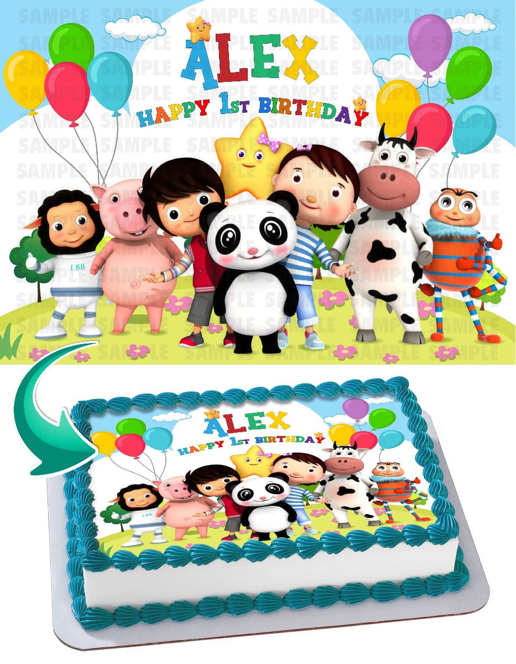 Little Baby Bum - Edible Cake Topper - 11.7 x 17.5 Inches 1/2 Sheet rectangular