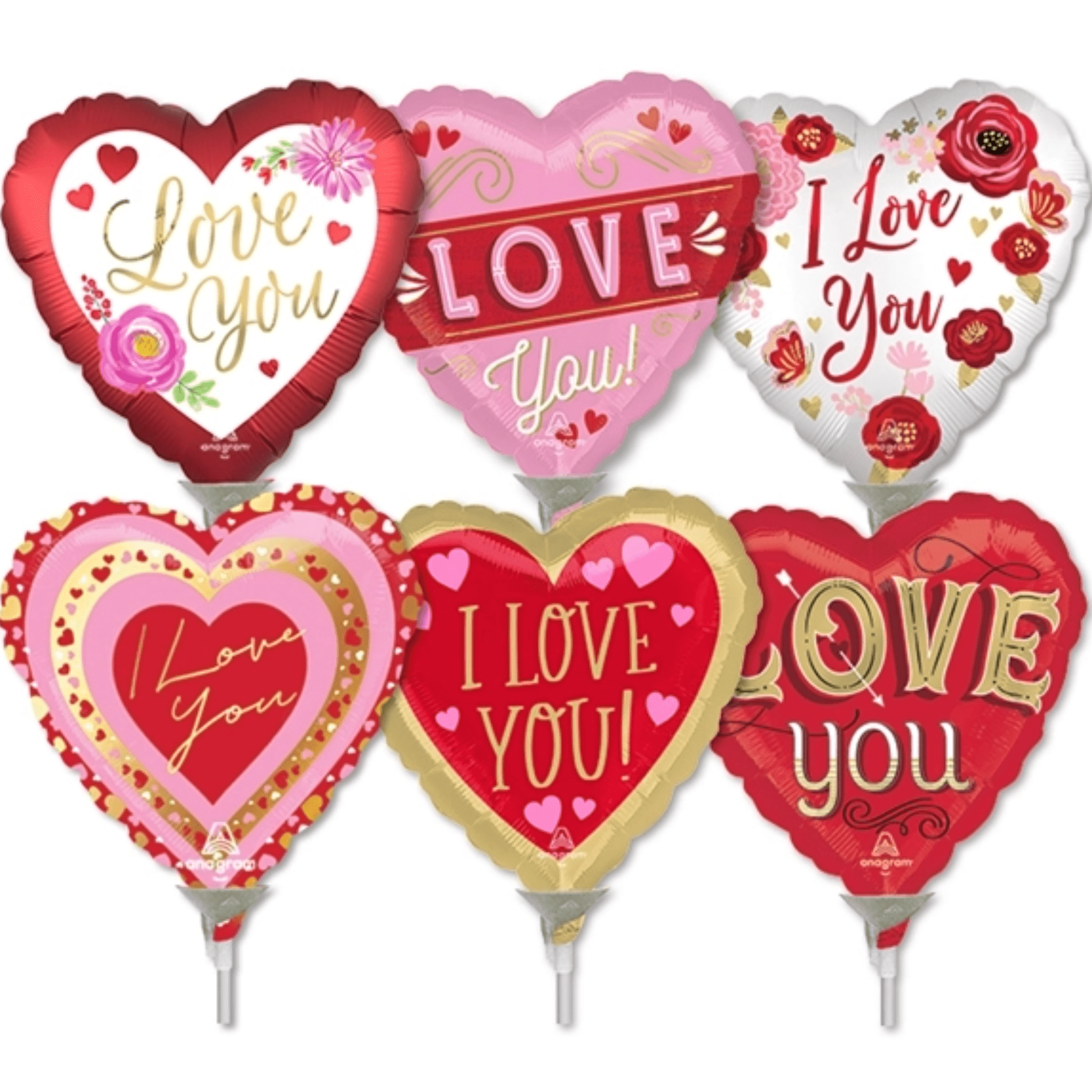 LoonBalloon 4 Inch Love Stick Value Pack Balloons (30 Pack) - Pre-Inflated