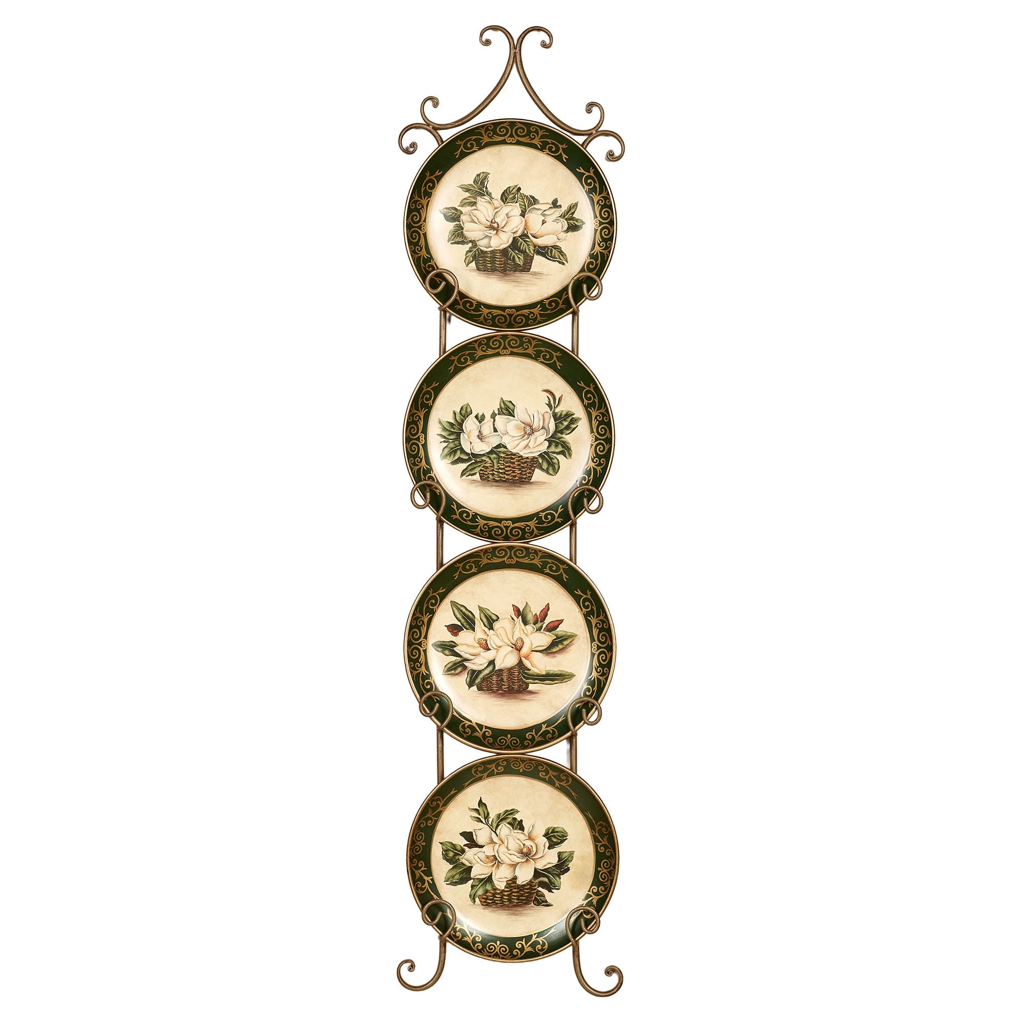 Magnolia Ceramic Floral Decorative Plates Set of Four Ivory Set of 4