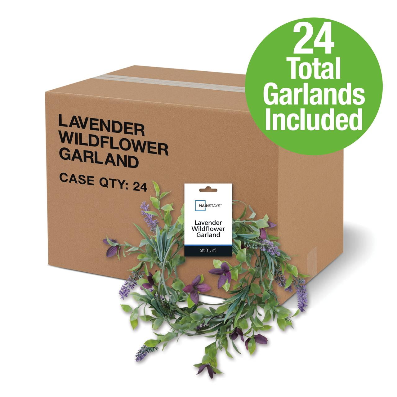 Mainstays 5' Artificial Lavender Wildflower Garland, 24pk