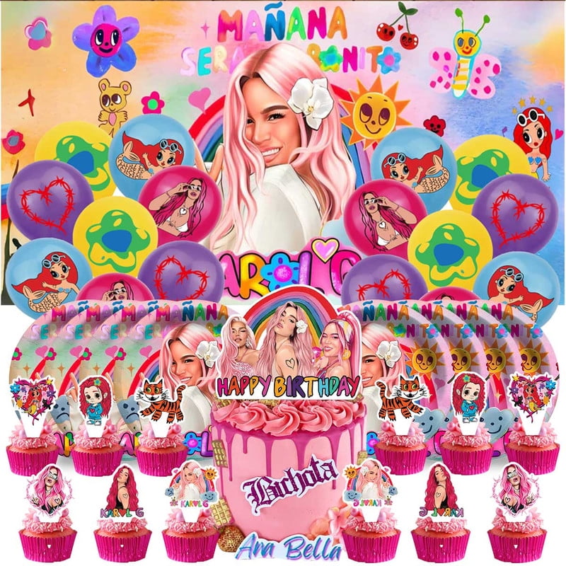 Manana Sera Bonito KAROL G Birthday Party Supplies Balloons Plates Decoration Cake Topper Decor Tableware Banner Backdrop