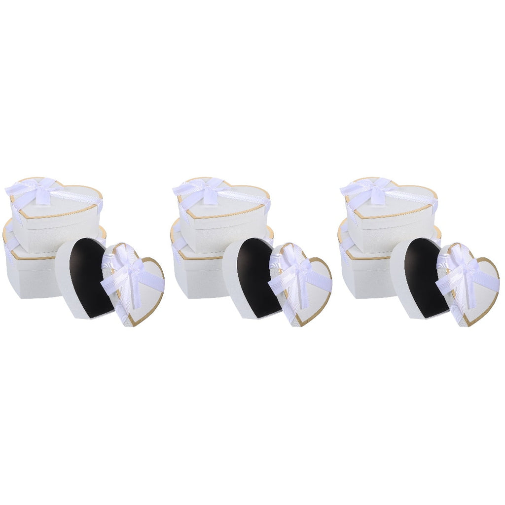 Masteelf 3 Sets  Wedding Gift Boxes Heart Shaped Empty Gift Boxes Portable Paper Gift Wrapping Box