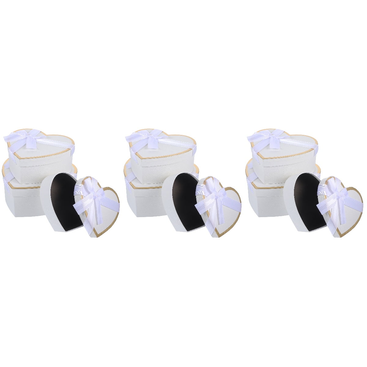 Masteelf 3 Sets  Wedding Gift Boxes Heart Shaped Empty Gift Boxes Portable Paper Gift Wrapping Box