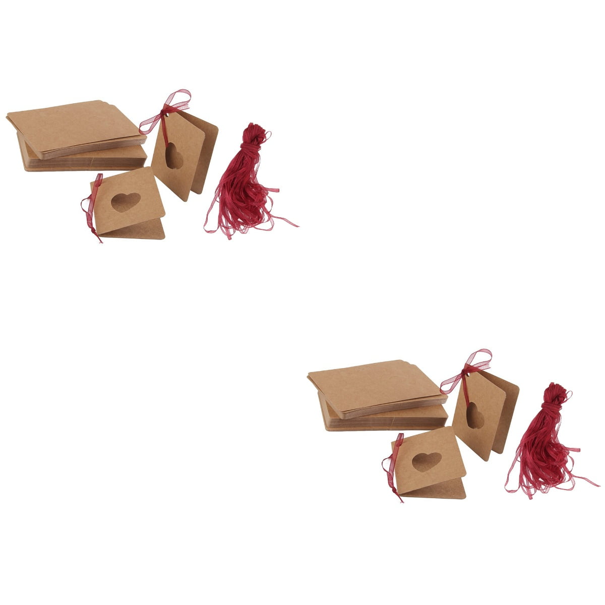 Masteelf 300 pcs Tag Kraft Paper Hanging Tag with Red Rope Hollow-out Heart Shape Lable for Wedding Birthday Decoration