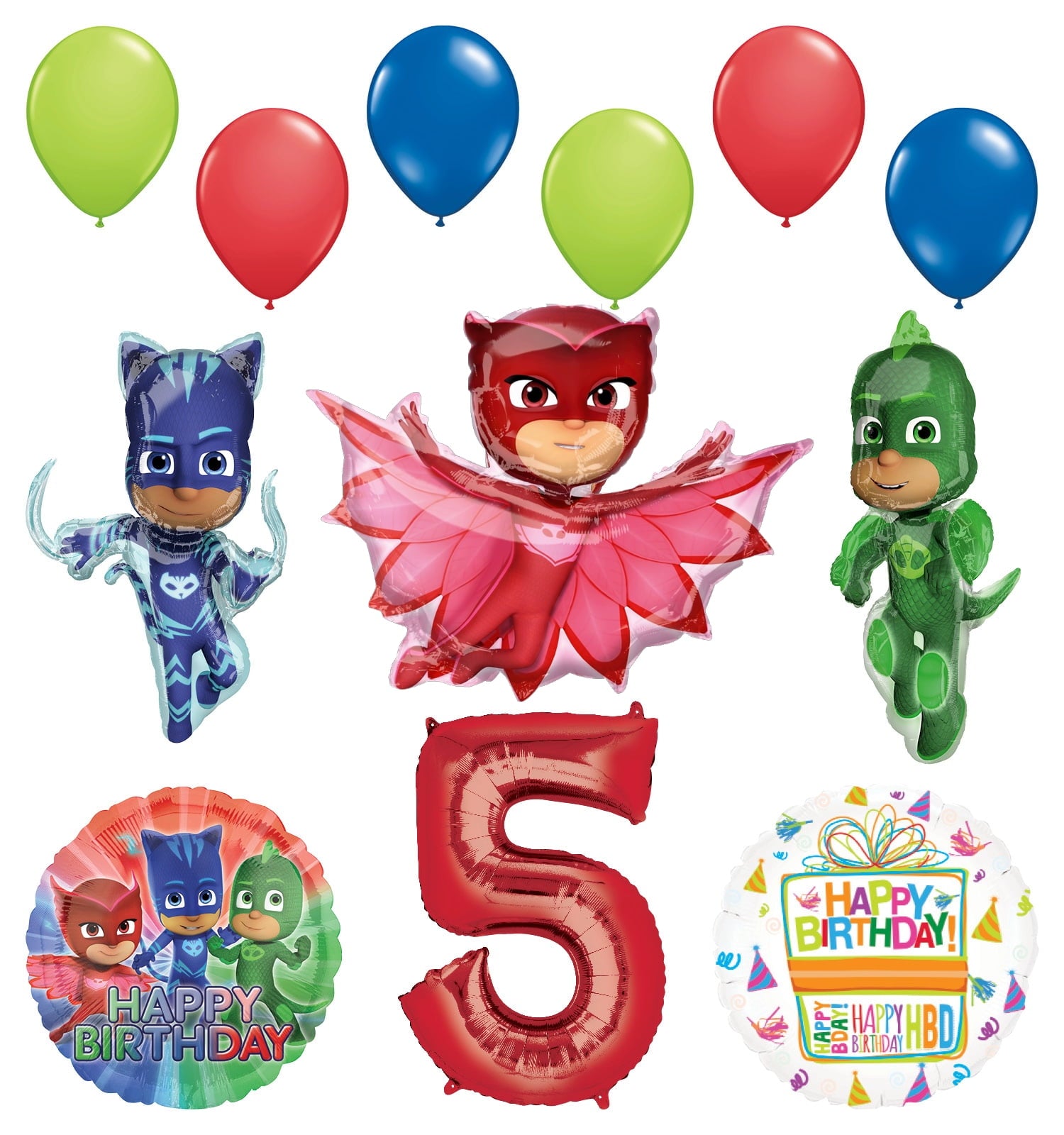 PJ Masks 4th Birthday Party Supplies Catboy, Owlette and Gekko Balloon Decorations