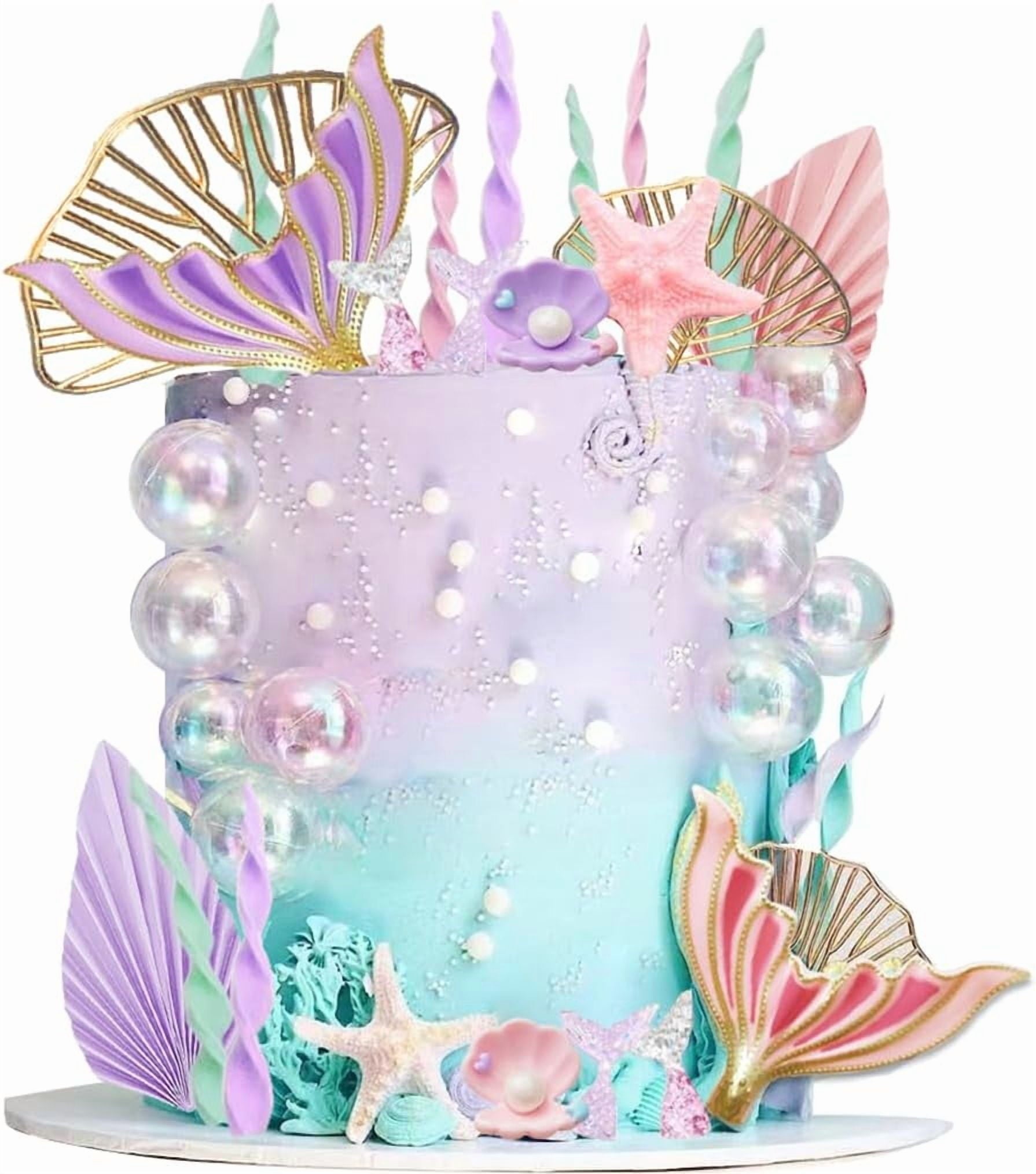 Mermaid Cake Topper Under The Sea Cake Decors Seashell Cake topper Mermaid Tail Cake Decoration Mermaid Birthday Cake Toppers Baby Shower