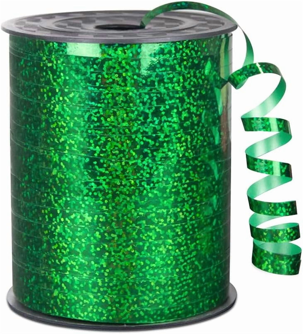 Metallic Shiny Curling Ribbon，400m，0.5cm for Crafts,Gift Wrapping, Balloon String, Baby Shower, Parties & Festivals, Florist Flowers (Laser green)