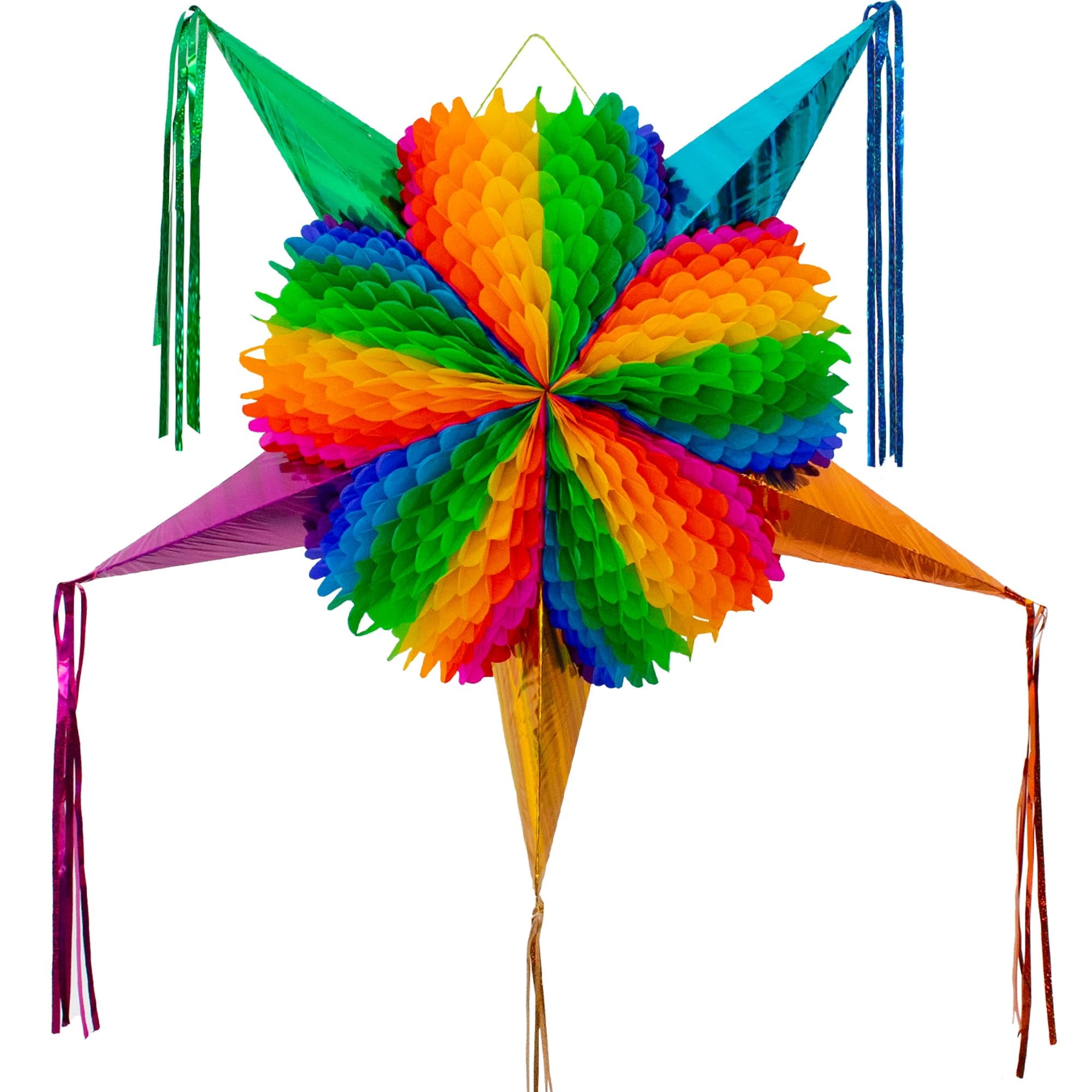 Mexican Piñata (X-Large 34 inches) - Rainbow Pinata - Authentic Handmade Foldable Large Pinata for Birthday Party - Piñatas para Cumpleaños - Mexican Pinata for Kids - Cinco de Mayo Pinata for Adults