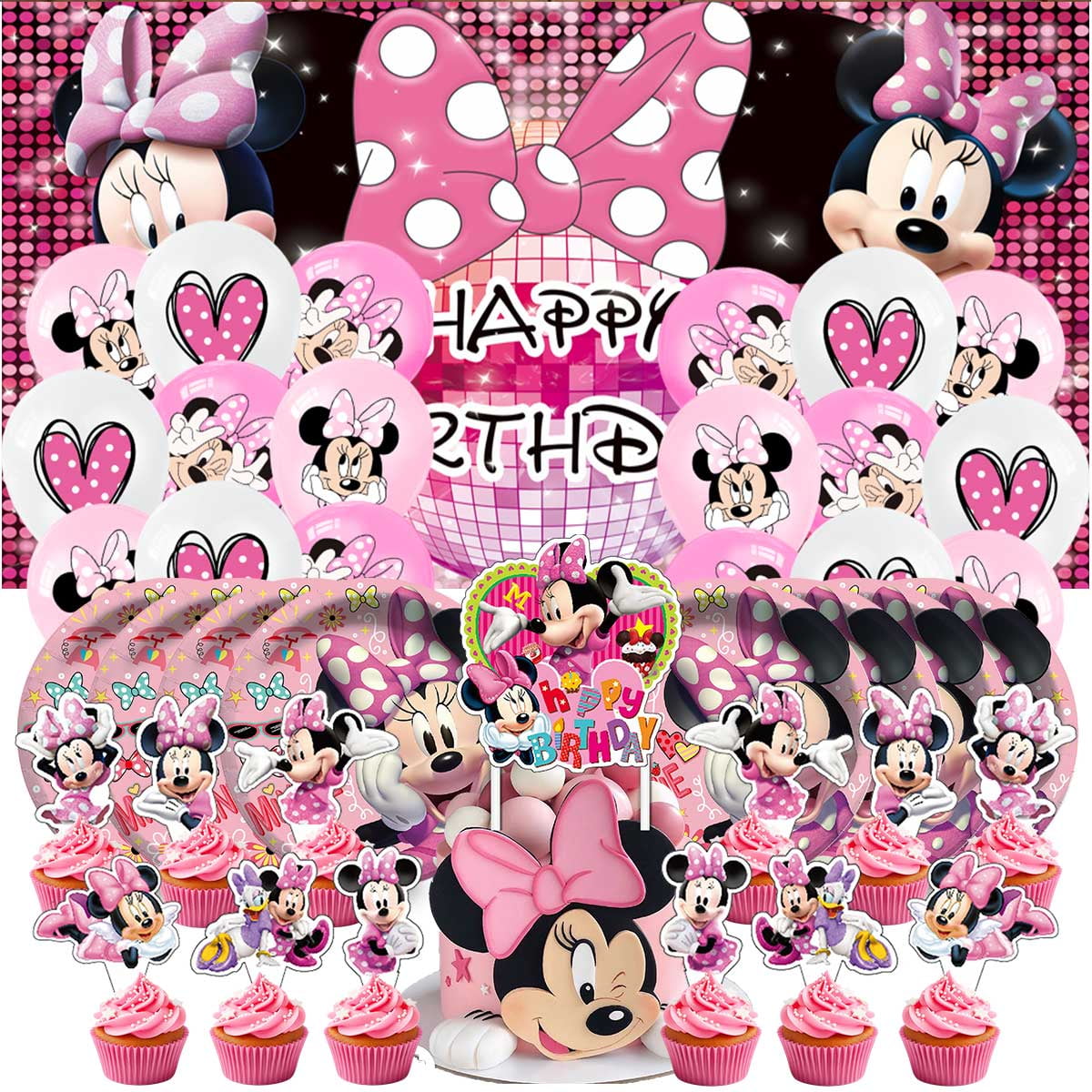 Mouse Birthday Party Supplies Balloons Plates Decoration Cake Topper Decor Tableware Banner Backdrop