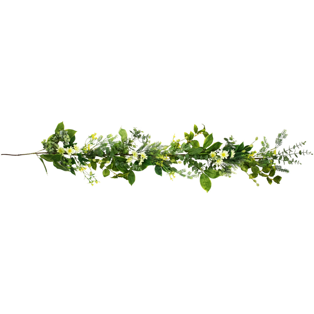 Mixed Foliage and Daisy Spring Garland - 5'