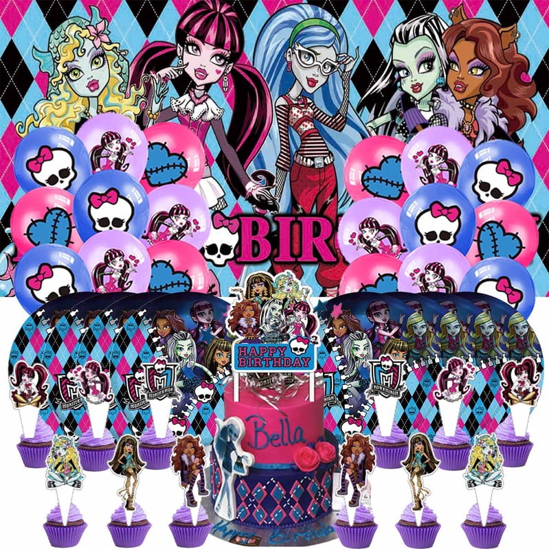 Monster High Birthday Party Supplies Balloons Plates Decoration Cake Topper Decor Tableware Banner Backdrop