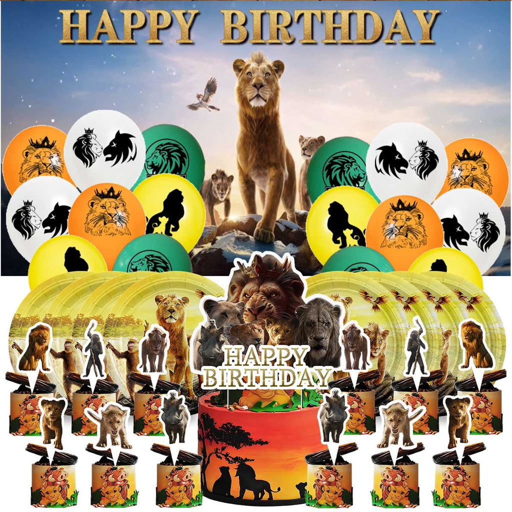 Mufasa Birthday Party Supplies Balloons Paper Plates Decoration Cake Topper Decor Tableware Banner Backdrop