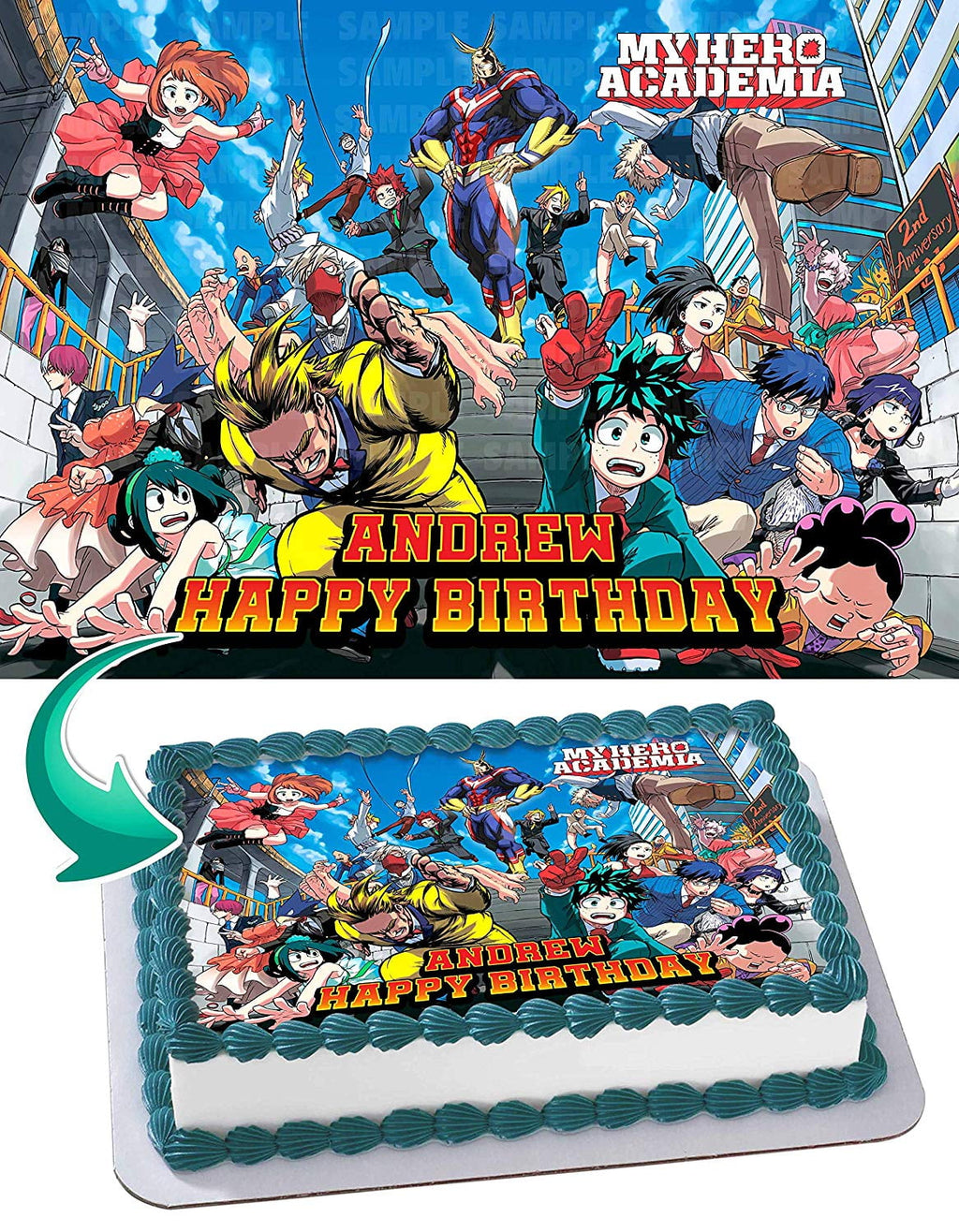 My Hero Academia 3 - Edible Cake Topper - 11.7 x 17.5 Inches 1/2 Sheet rectangular