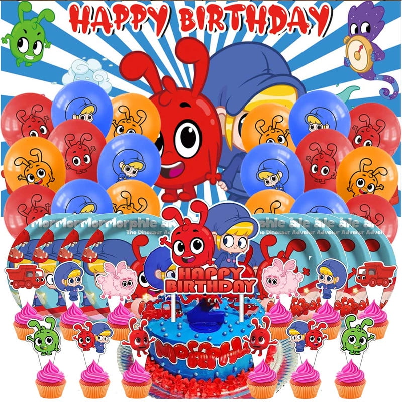 My Magic Pet Morphle Party Decorations Plates Tableware Banner Backdrop Balloons Birthday Decor Cake Topper Fans