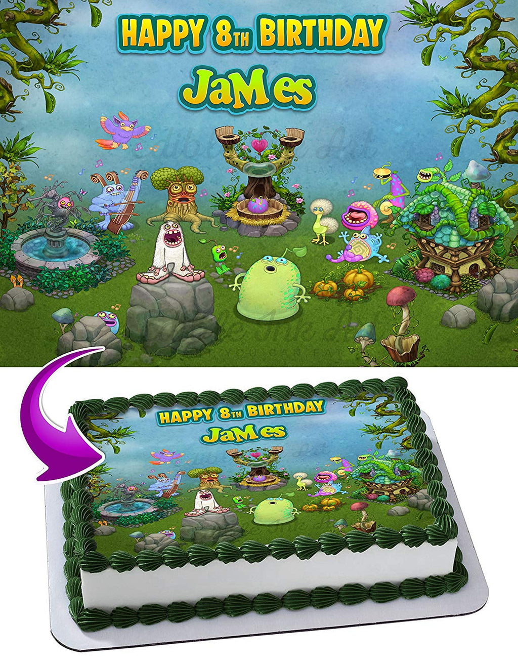 My Singing Monsters - Edible Cake Topper - 11.7 x 17.5 Inches 1/2 Sheet rectangular