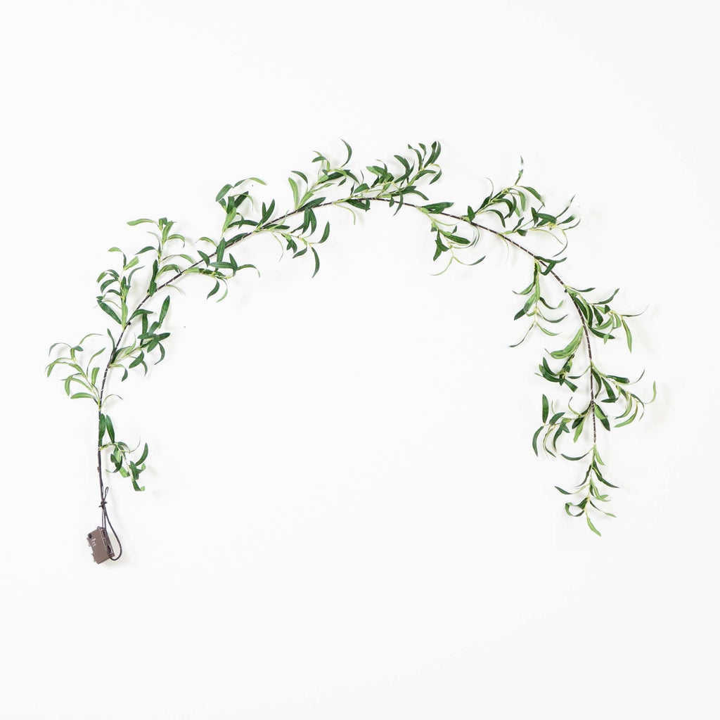 Nearly Natural 6.5ft. Lighted Artificial Olive Garland with 100 Warm White LED Lights