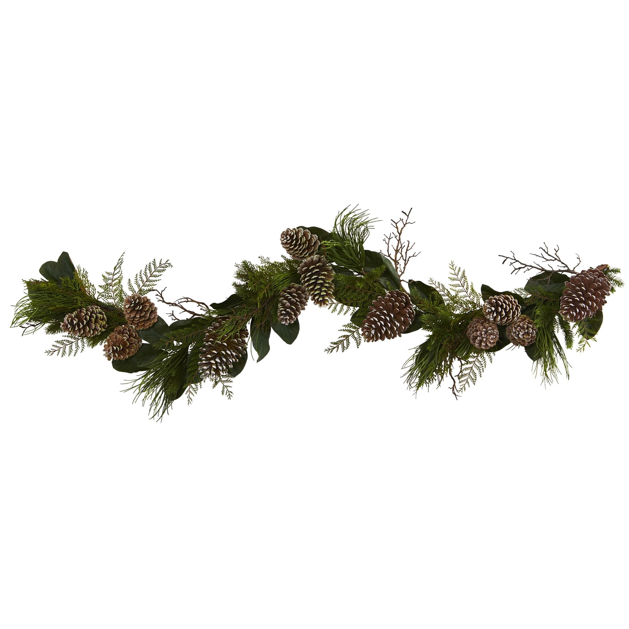 Nearly Natural Holiday Pine Garland, 6.5" (Assorted Colors)