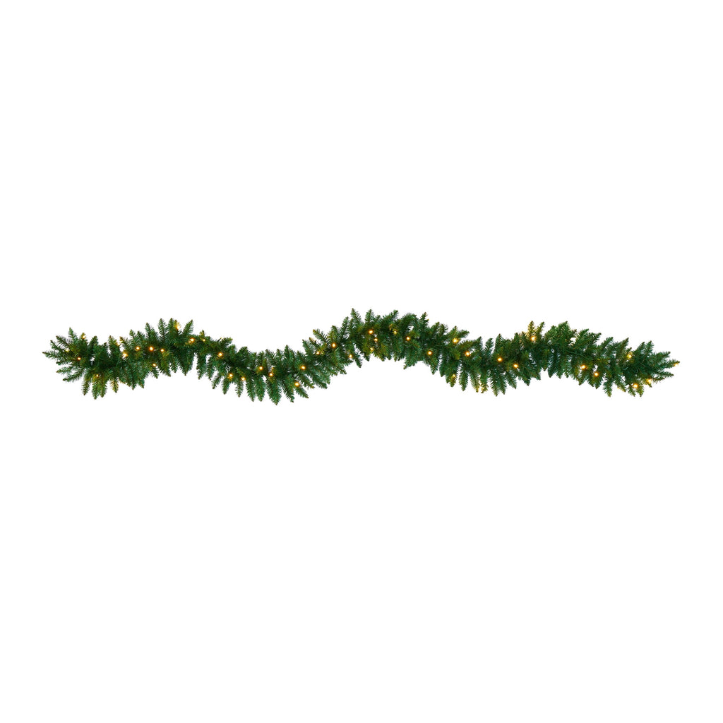 Nearly Natural Holiday Pine Prelit Battery Operated Garland, 5.00" (Green)