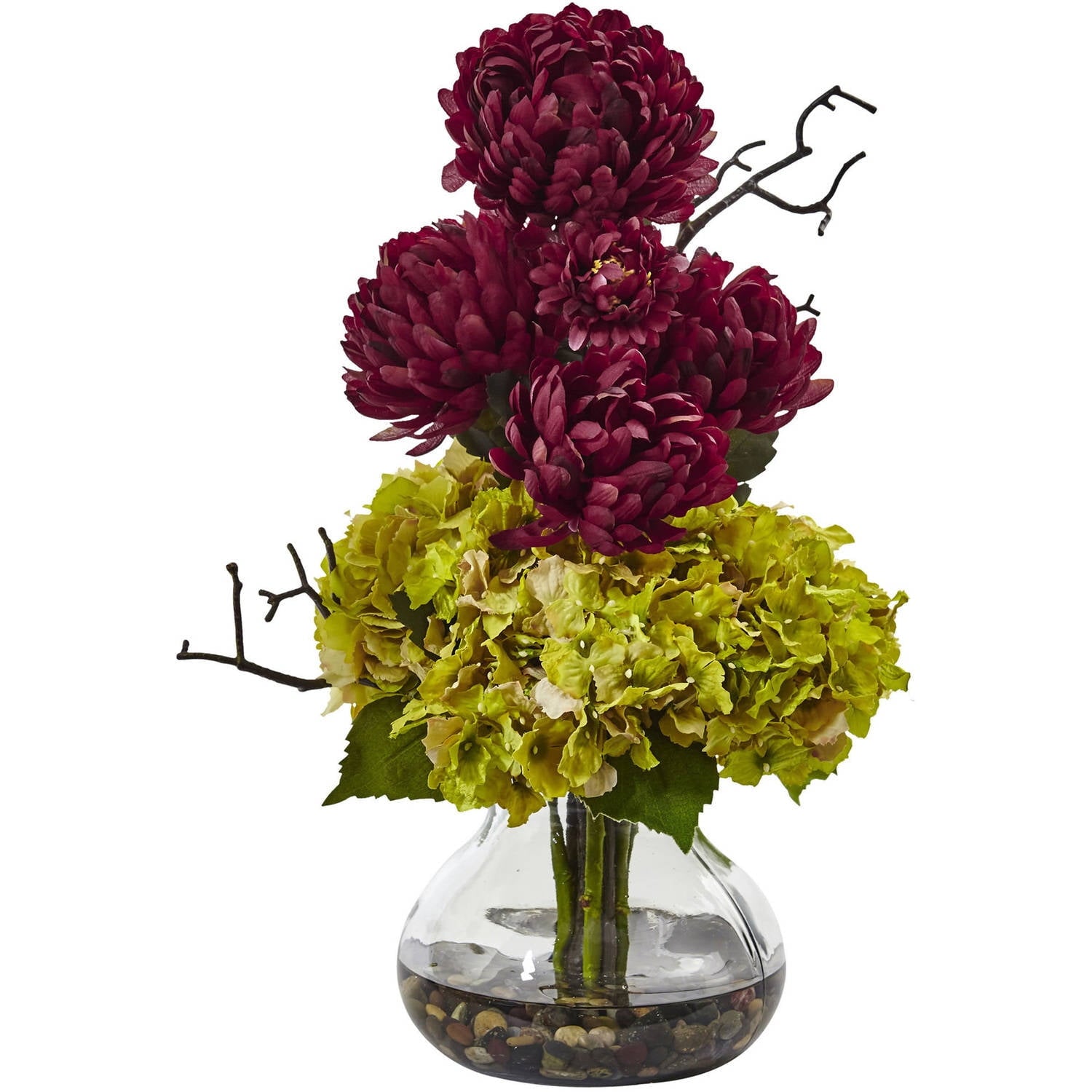 Nearly Natural Hydrangea and Mum in Vase