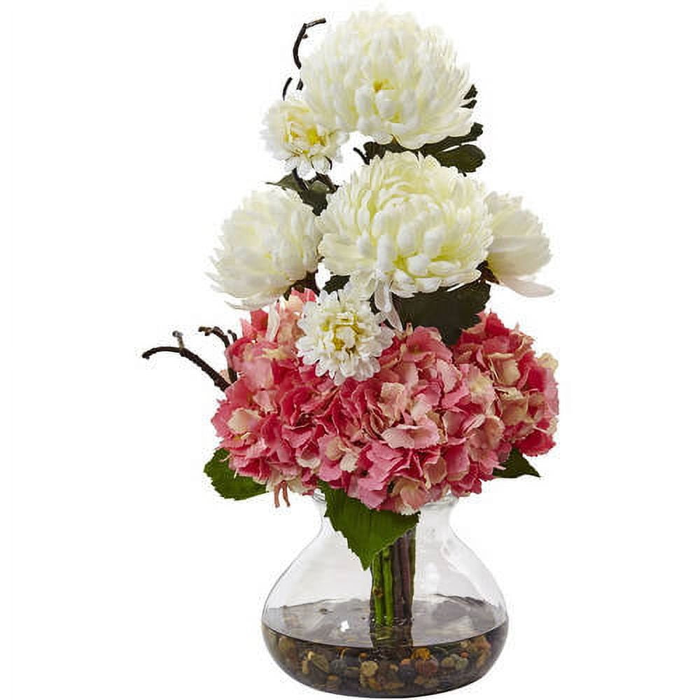 Nearly Natural Hydrangea and Mum in Vase