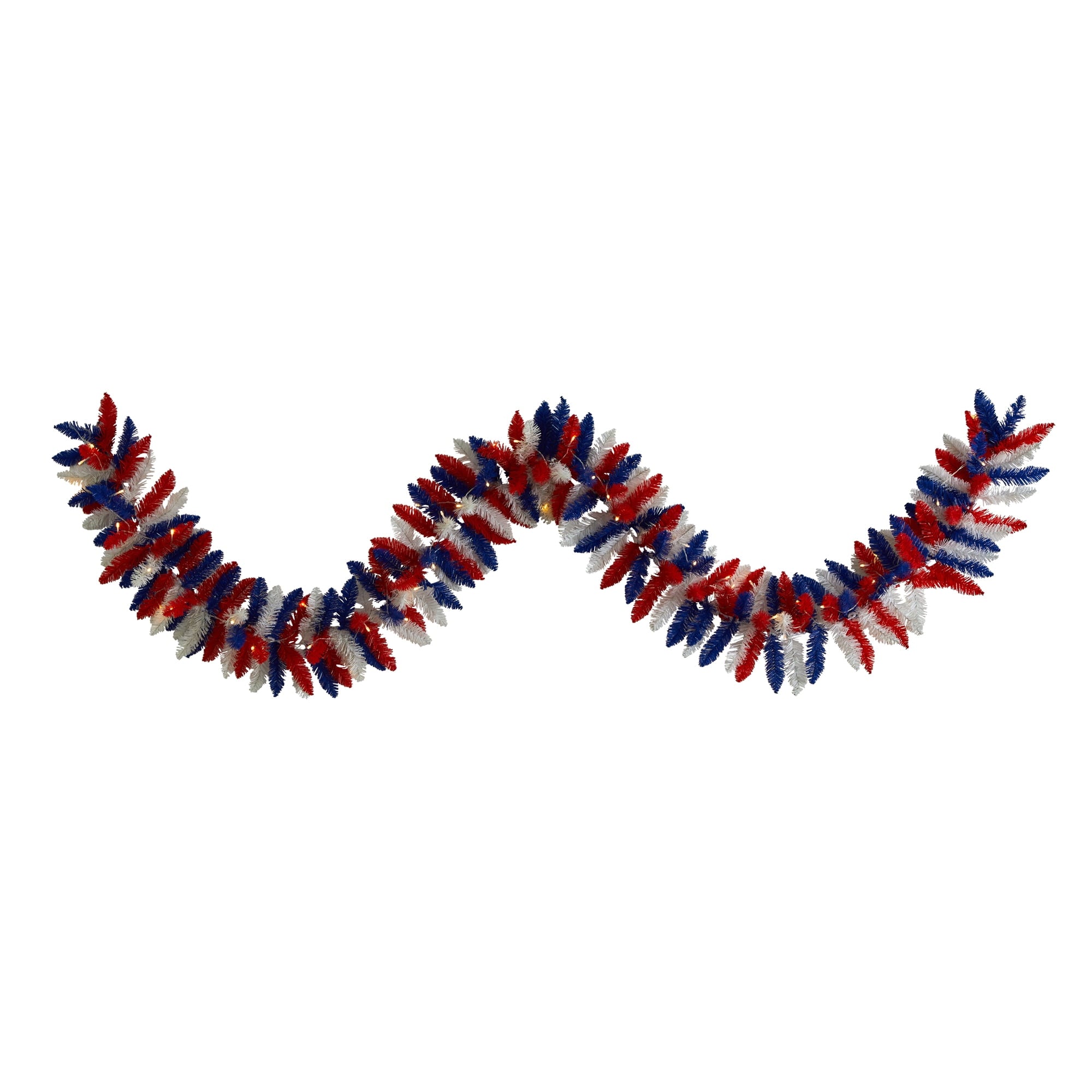 Nearly Natural Patriotic Full Prelit Battery Operated Garland, 108" (Assorted Colors)
