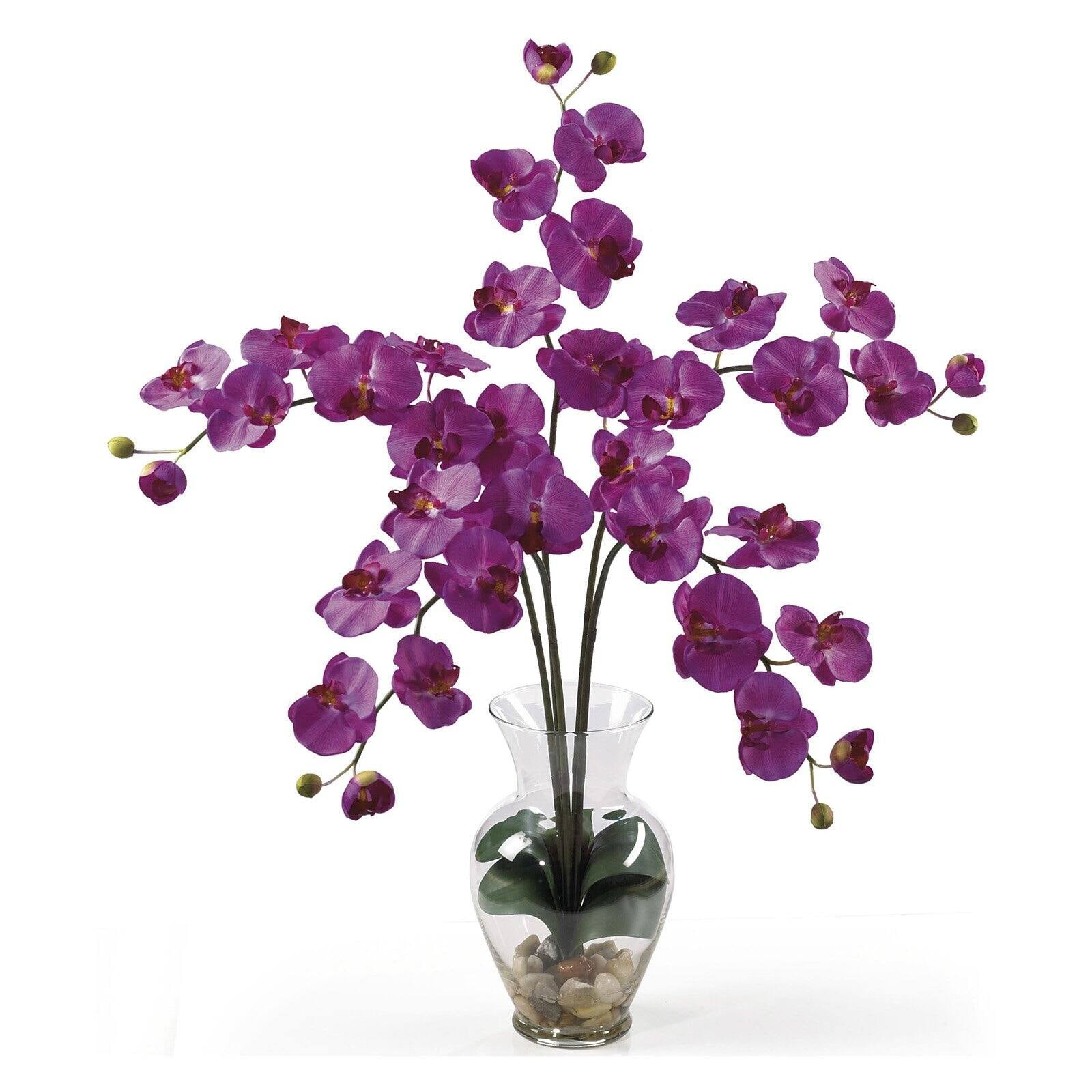 Nearly Natural Phalaenopsis Liquid Illusion Silk Flower Arrangement, White