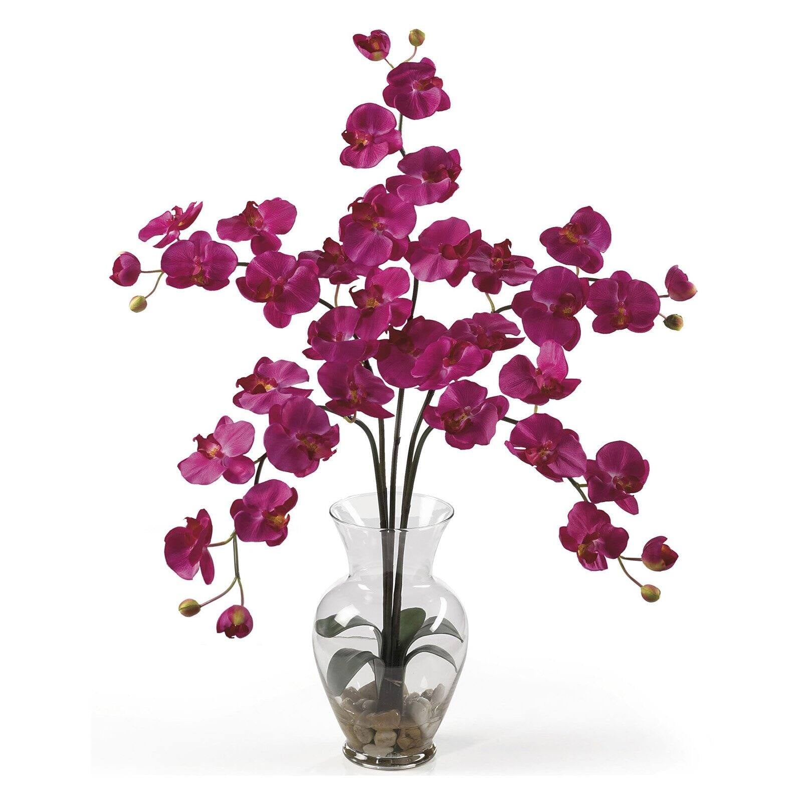 Nearly Natural Phalaenopsis Liquid Illusion Silk Flower Arrangement, White