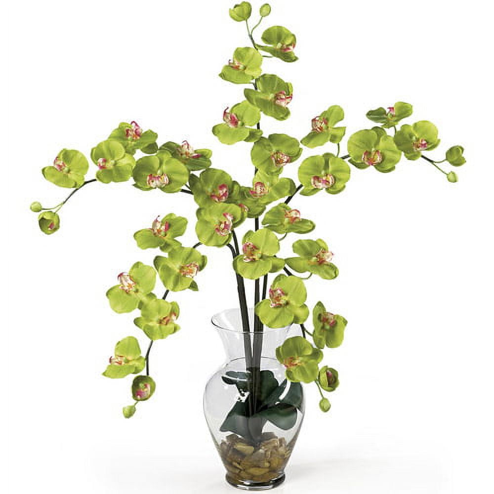 Nearly Natural Phalaenopsis Liquid Illusion Silk Flower Arrangement, White