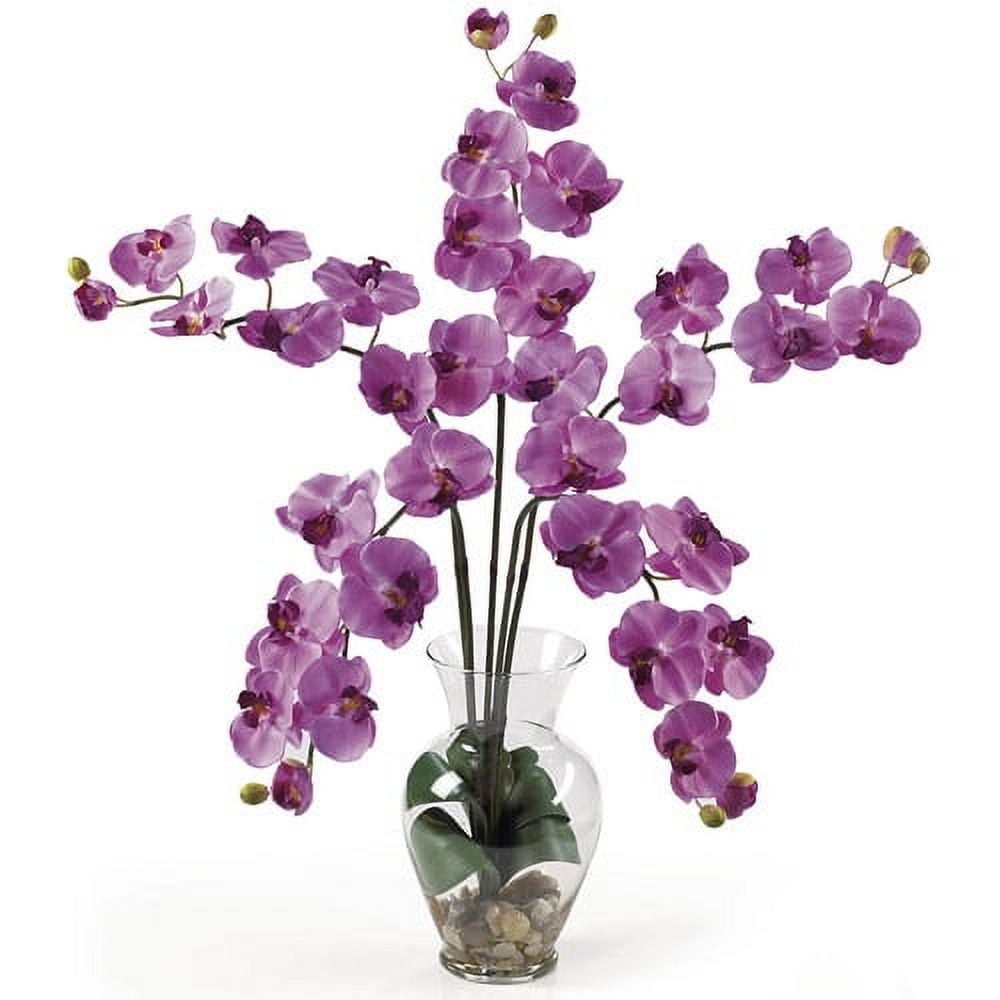Nearly Natural Phalaenopsis Liquid Illusion Silk Flower Arrangement, White