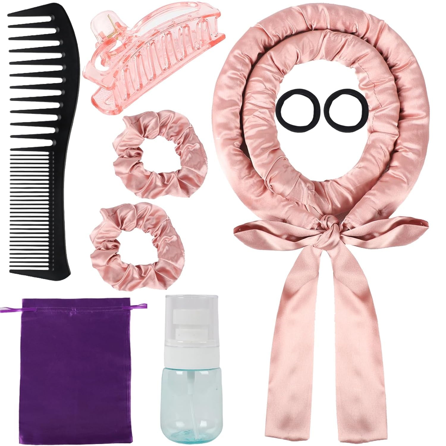 Heat Less Curling Headband for Overnight Curls, No Heat Hair Curling Ribbon and Set for Long Hair (Leopard Print)
