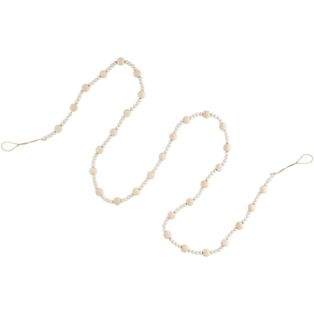 Northlight 6' Cream Wooden Beads Christmas Garland, Unlit