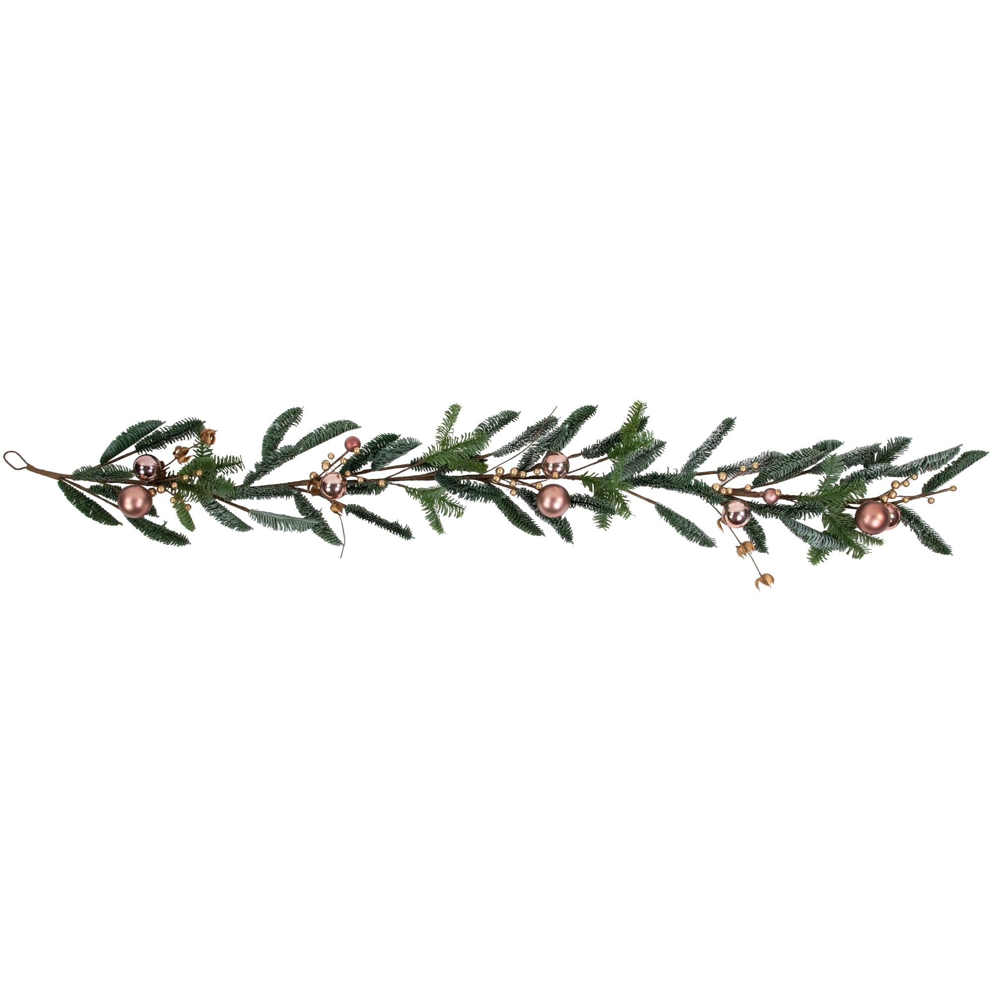 Northlight 6' Rose Gold Ball Ornaments and Berries Artificial Christmas Garland Unlit