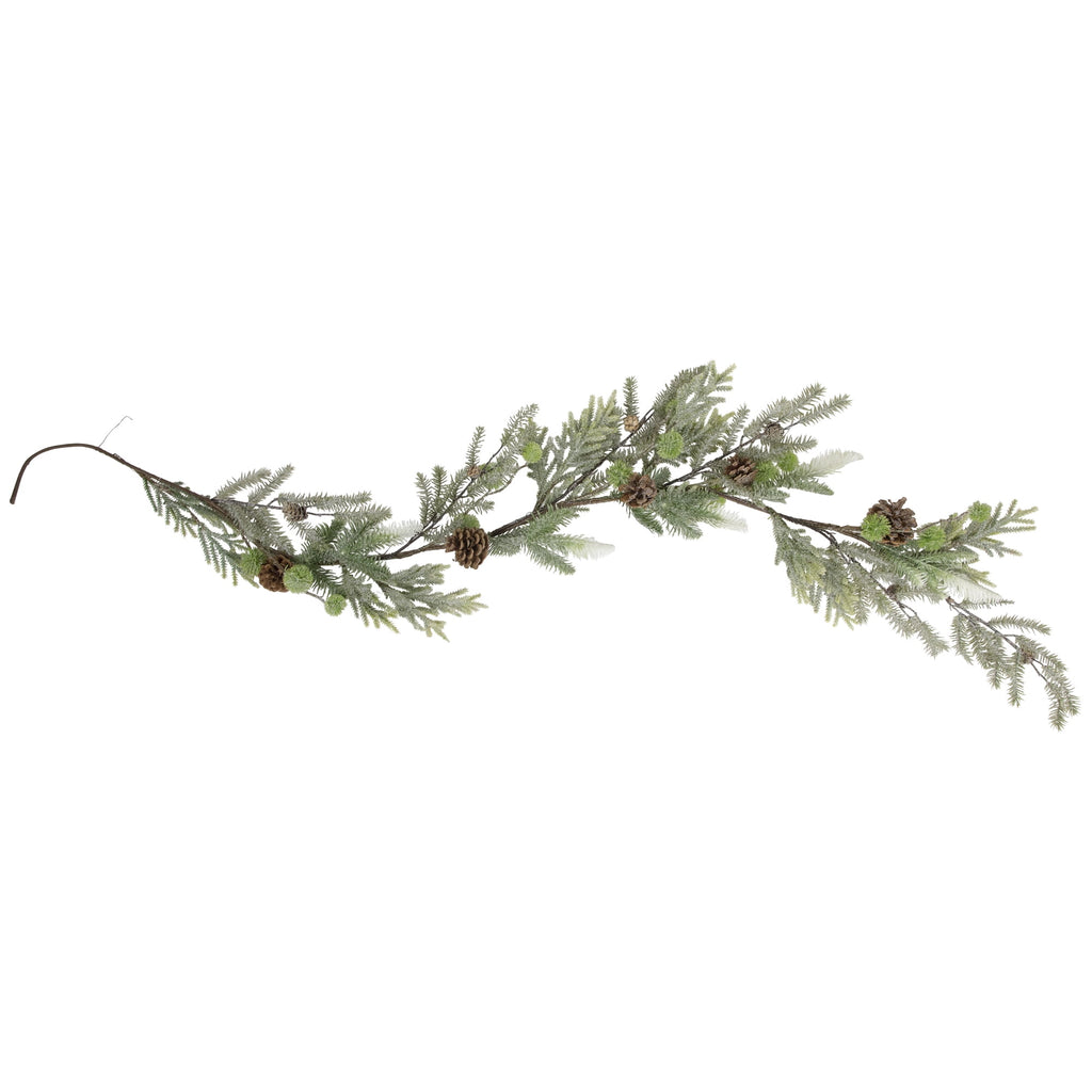 Northlight Artificial Christmas Garland with Frosted Foliage and Pinecones - 5' x 8" - Unlit