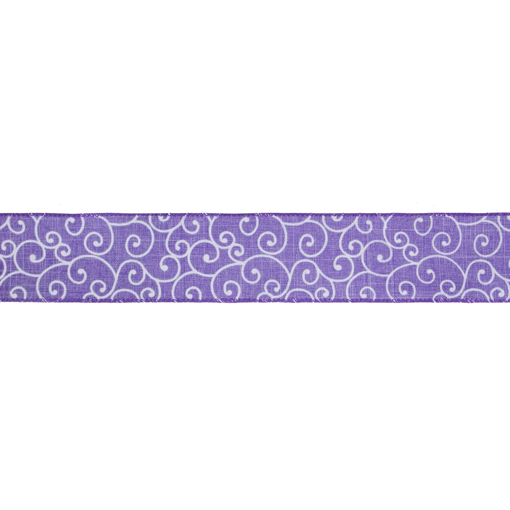 Northlight Christmas Swirl Wired Spring Craft Purple Polyester Ribbon, 360" x 2.5"
