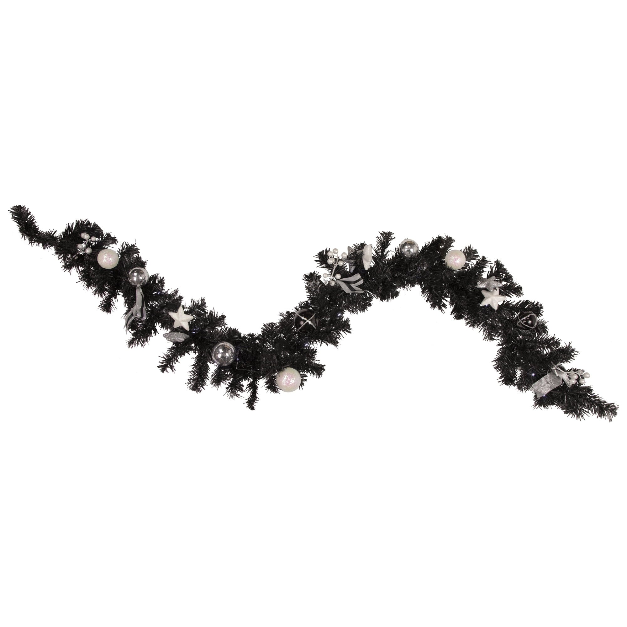 Northlight Pre-Lit Battery Operated Black Pine Artificial Christmas Garland -  6' x 10" - Cool White