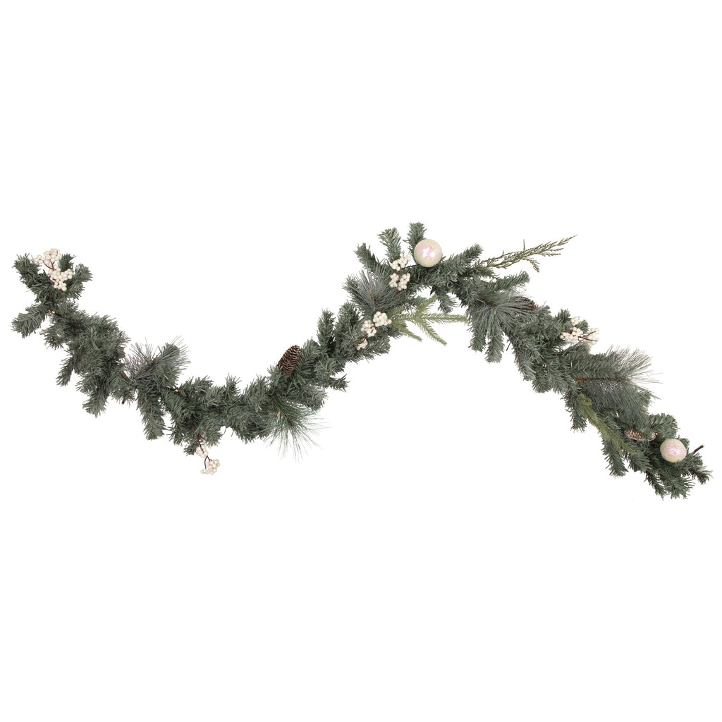 Northlight Pre-Lit LED Mixed Pine and Berries B/O Christmas Garland - 6' x 12" - Warm White Lights