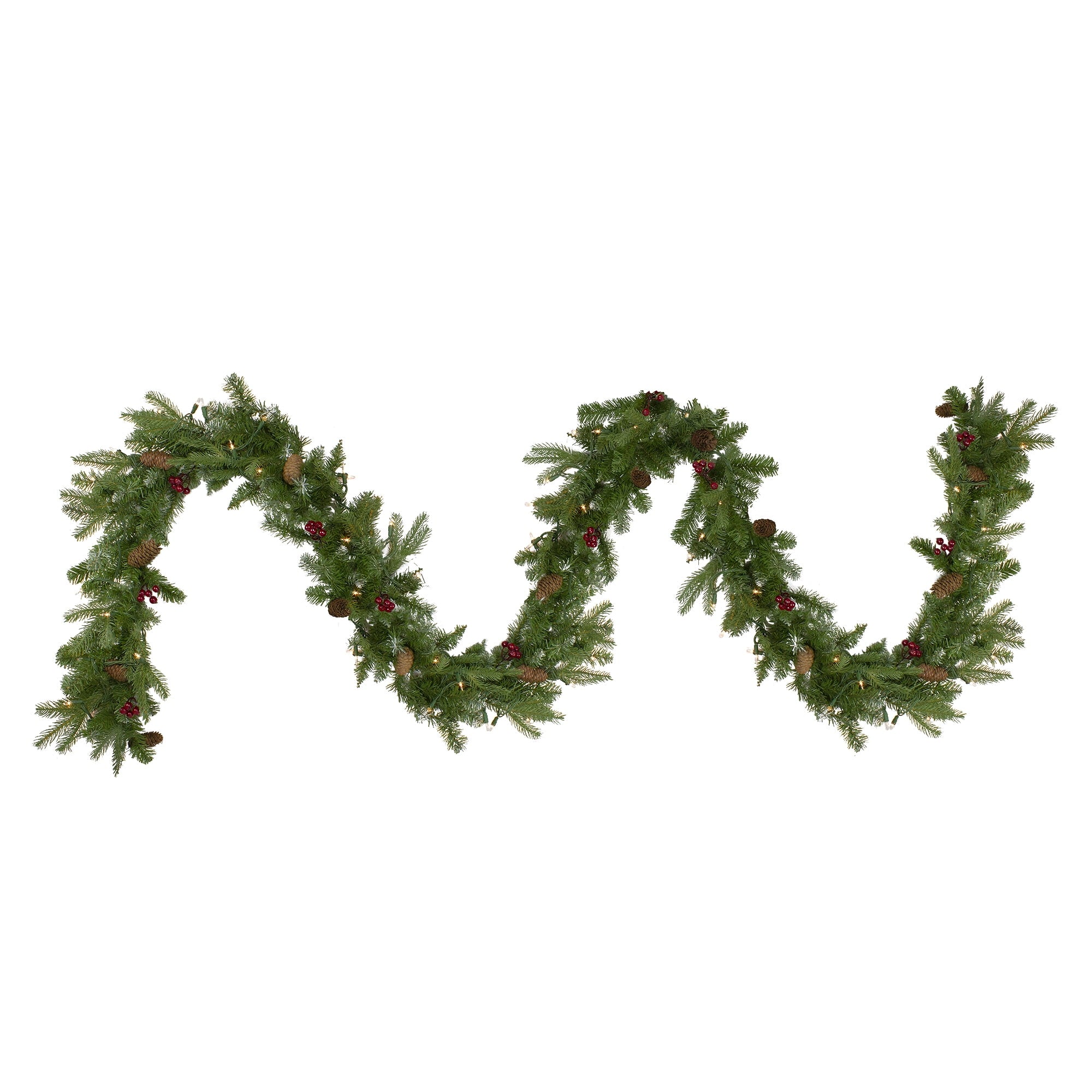 Northlight Real Touch™️ Pre-Lit Mixed Winter Berry Pine Artificial Christmas Garland - 9' x 12" -
