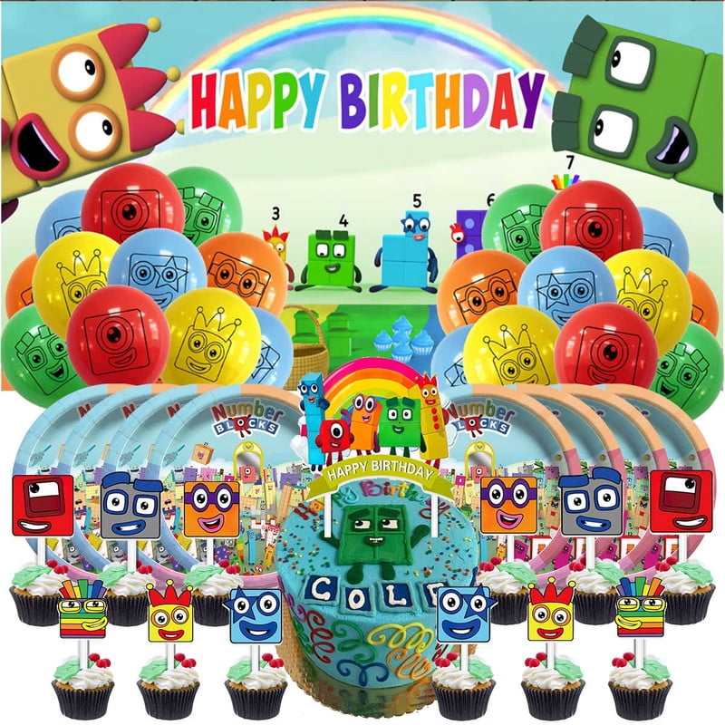 Numberblocks Birthday Party Supplies Balloons Paper Plates Decoration Cake Topper Decor Tableware Banner Backdrop