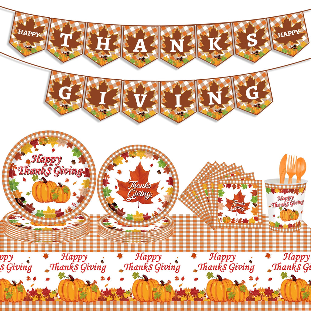 Owis Maple Leaves Disposable Dinnerware Set, Fall, 24 Count