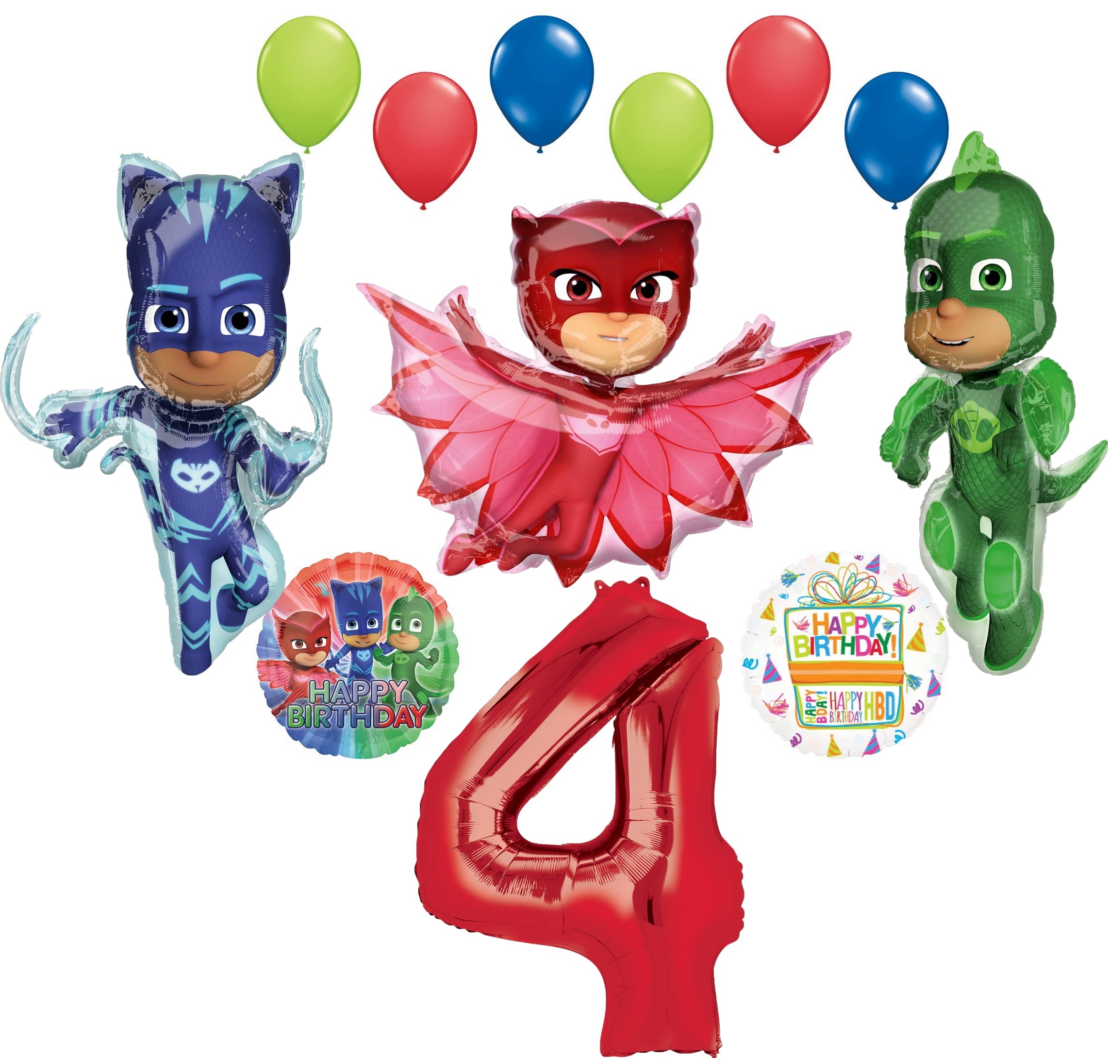 PJ Masks 4th Birthday Party Supplies Catboy, Owlette and Gekko Balloon Decorations