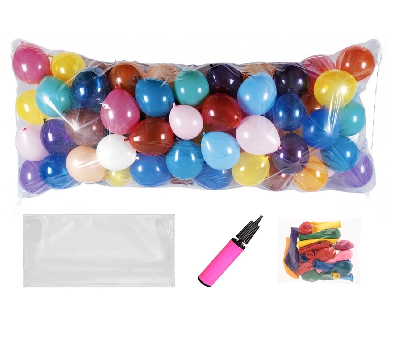 PMU New Year's Eve Party Balloon Drop Kit (100 - 5in or 50 - 9in Balloons with Hand Pump) Black and Gold Assortment 2025 New Year Celebration Accessories (41377-00103-905152-72580) Pkg/1