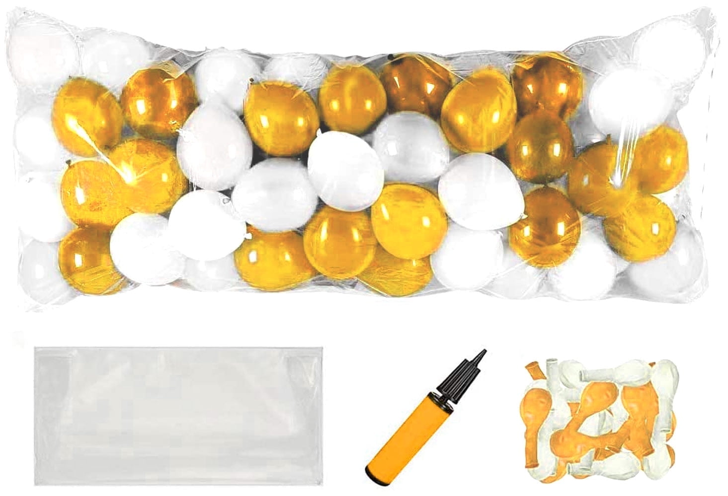 PMU New Year's Eve Party Balloon Drop Kit (100 - 5in or 50 - 9in Balloons with Hand Pump) Black and Gold Assortment 2025 New Year Celebration Accessories (41377-00103-905152-72580) Pkg/1