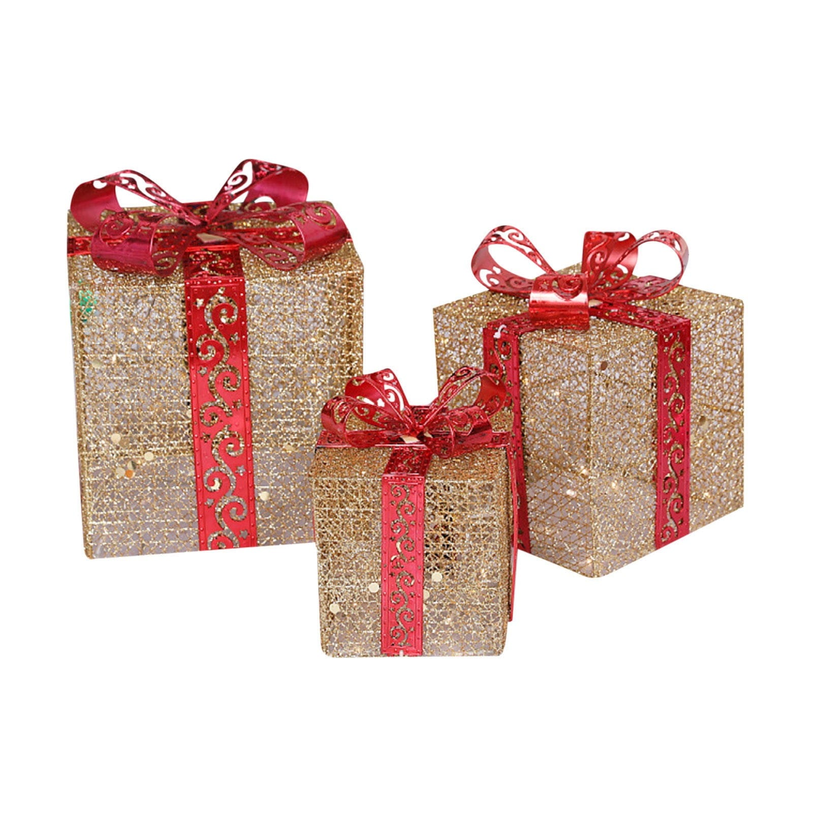 PPLoney 3PCS Christmas Gift Boxes Set for Holiday Decorations, Perfect for Parties and Home Decor, Includes Large, Medium, and Small Sizes, Ideal for Presents and Treats