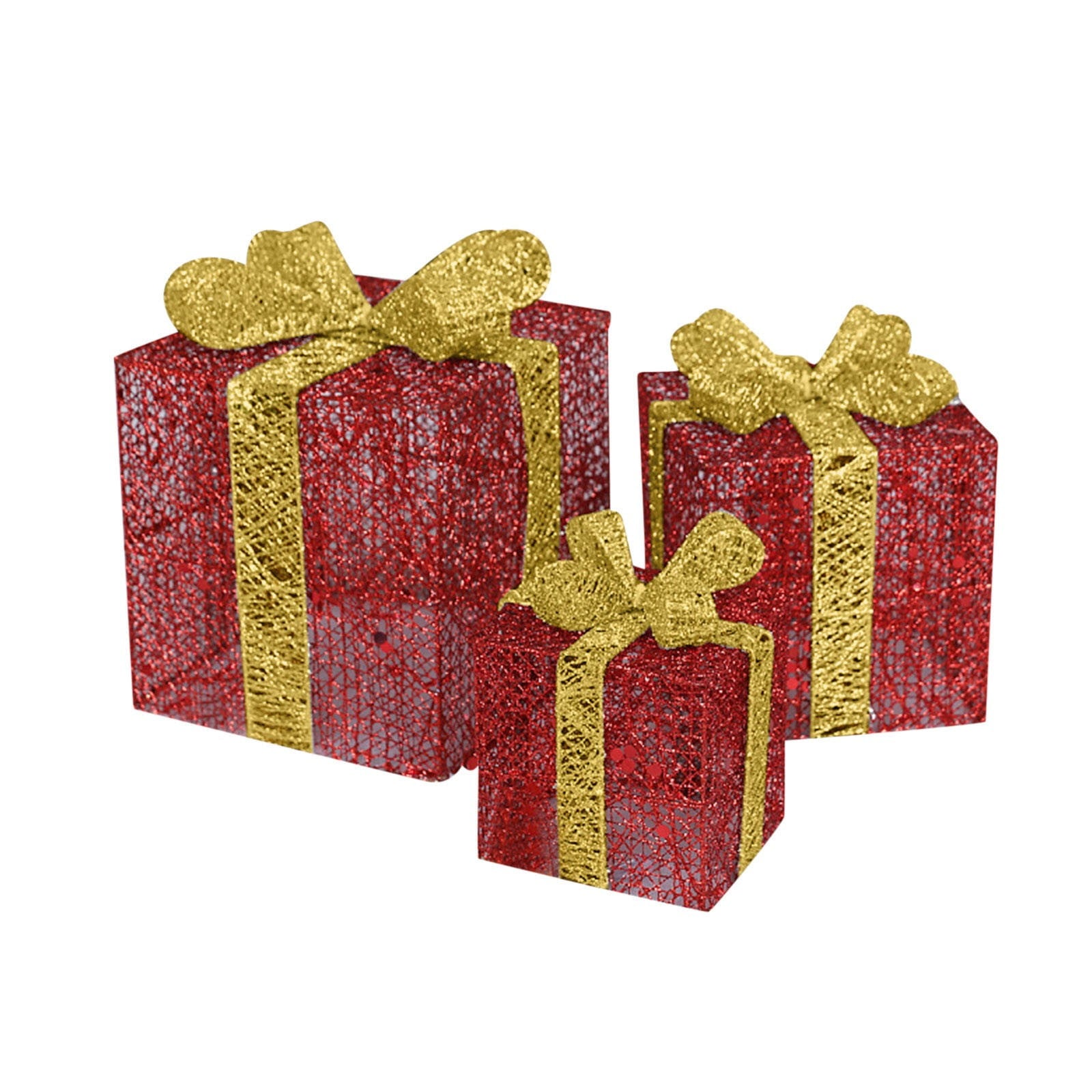 PPLoney 3PCS Christmas Gift Boxes Set for Holiday Decorations, Perfect for Parties and Home Decor, Includes Large, Medium, and Small Sizes, Ideal for Presents and Treats