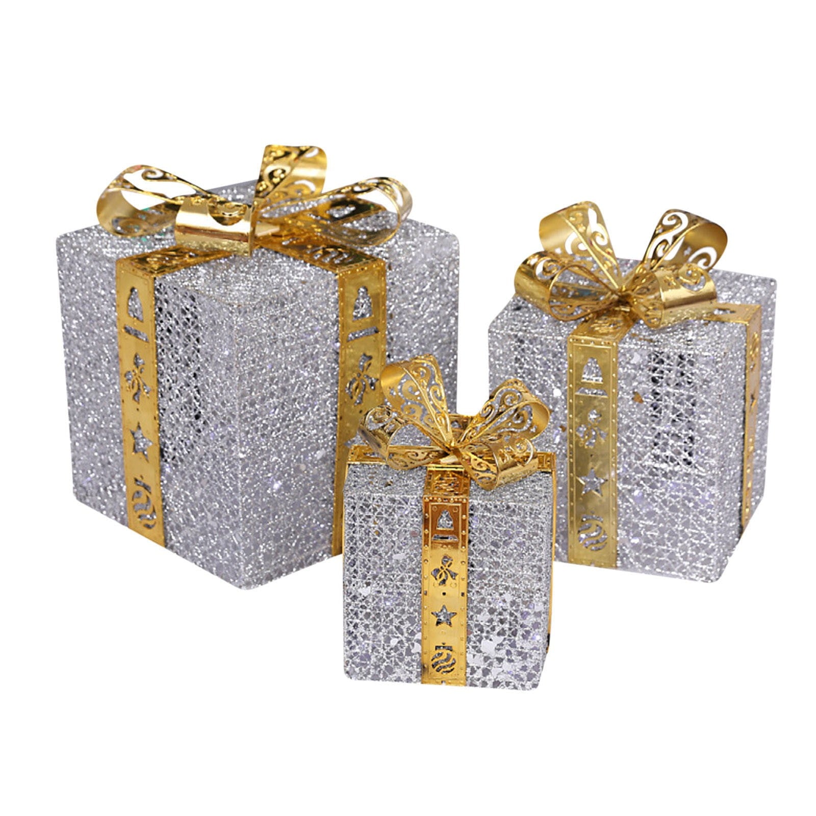 PPLoney 3PCS Christmas Gift Boxes Set for Holiday Decorations, Perfect for Parties and Home Decor, Includes Large, Medium, and Small Sizes, Ideal for Presents and Treats