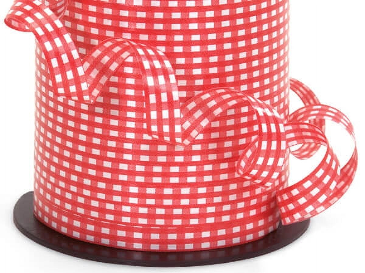 Pack Of 1, Gingham Red Curling Ribbon 3/8" X 250 Yards 100% Polypropylene For All Occasions & Seasonal Celebrations
